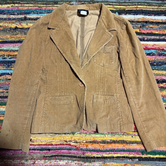 Vintage Y2K Tan Corduroy Ribbed Blazer Jacket – Best Fits Medium - Picture 4 of 5